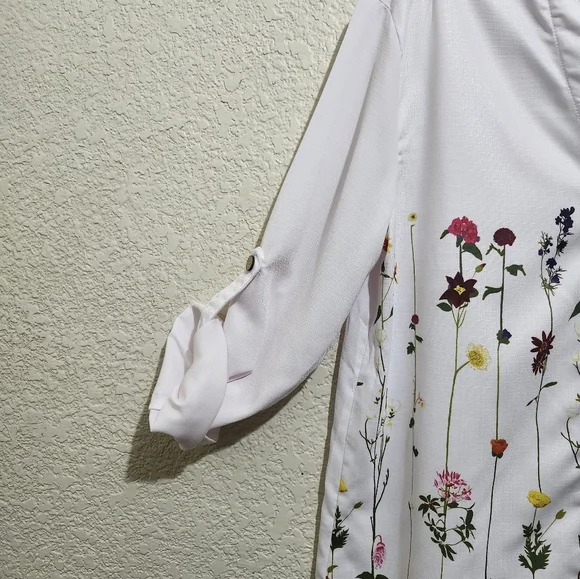 Noracora White 3/4 Sleeve Embellished Button Down Shirt (Unbranded) - Picture 4 of 10